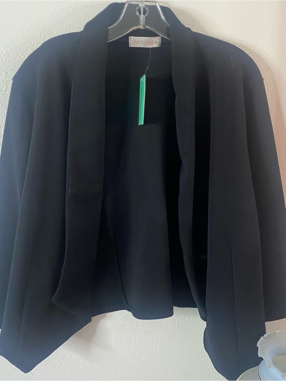 VTG Chris & Carol Black Open-Front Women's Jacket Size 3X (runs small)